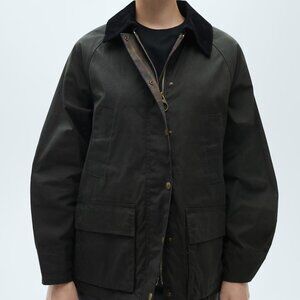 Mango Waxed-effect short parka, New without tags